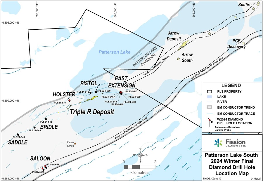 Patterson Lake South 2024 Winter Final Diamond Drill Hole Location Map (CNW Group/Fission Uranium Corp.)